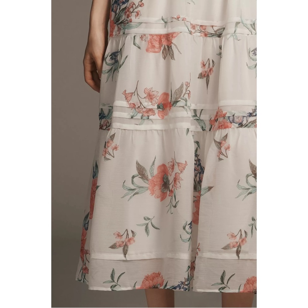 Anthropologie Somerset Strapless Chiffon Midi Dress Ivory Floral Size Large NWT - Picture 3 of 10